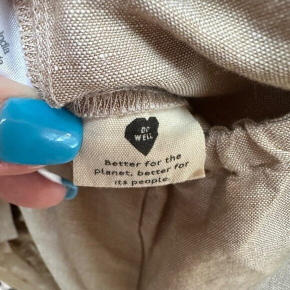 Madewell Jumpsuit Linen Blend Ruffle Open Tie Back Natural Beige Neutral Size 10 - Picture 11 of 11